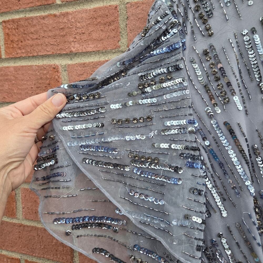 Mac Duggal Silver Sequin Maxi Dress - Picture 7 of 8